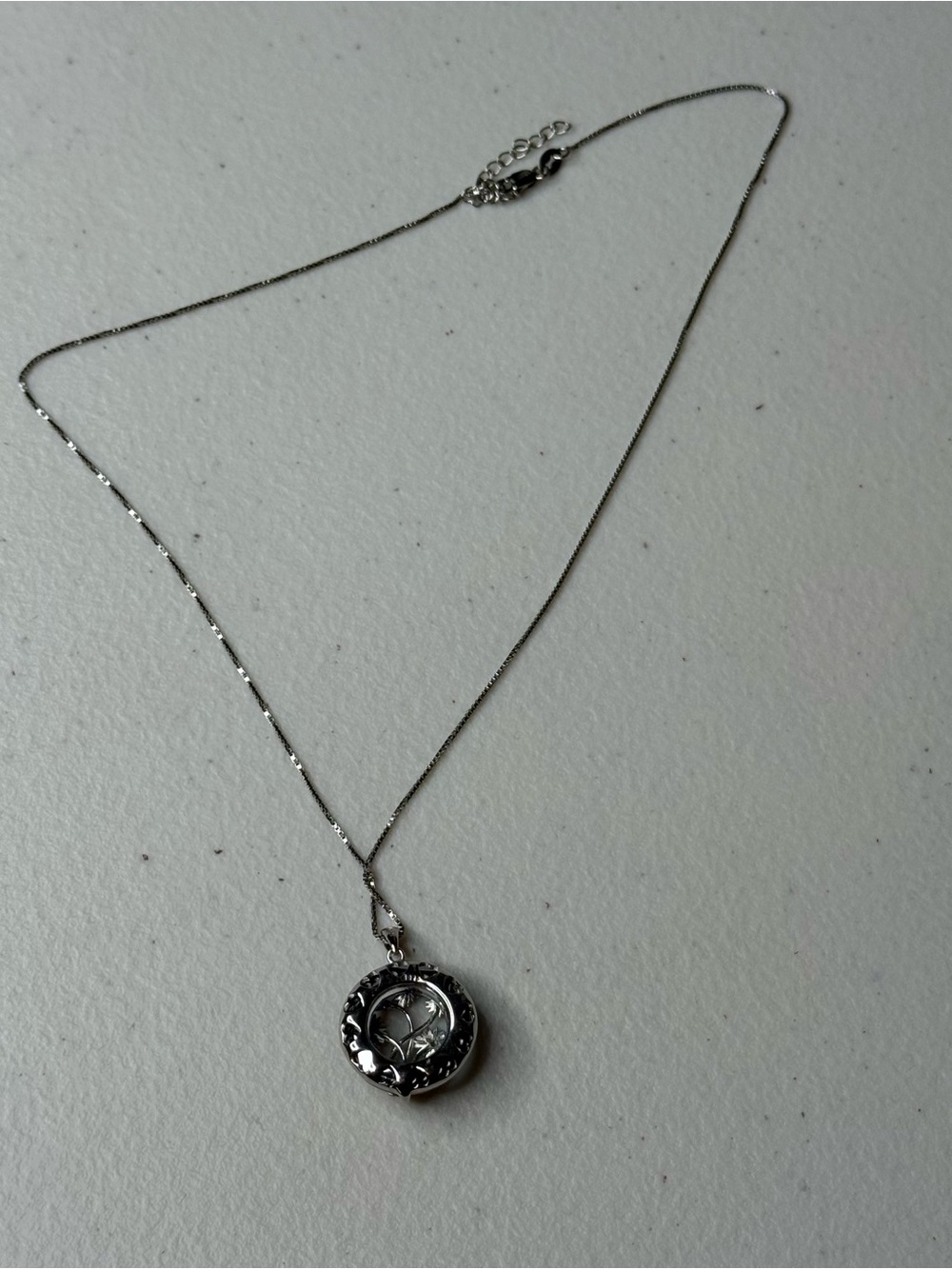 Italy 925 Sterling Silver Blue Iridescent Floral Pendant Necklace S925 - Picture 10 of 12